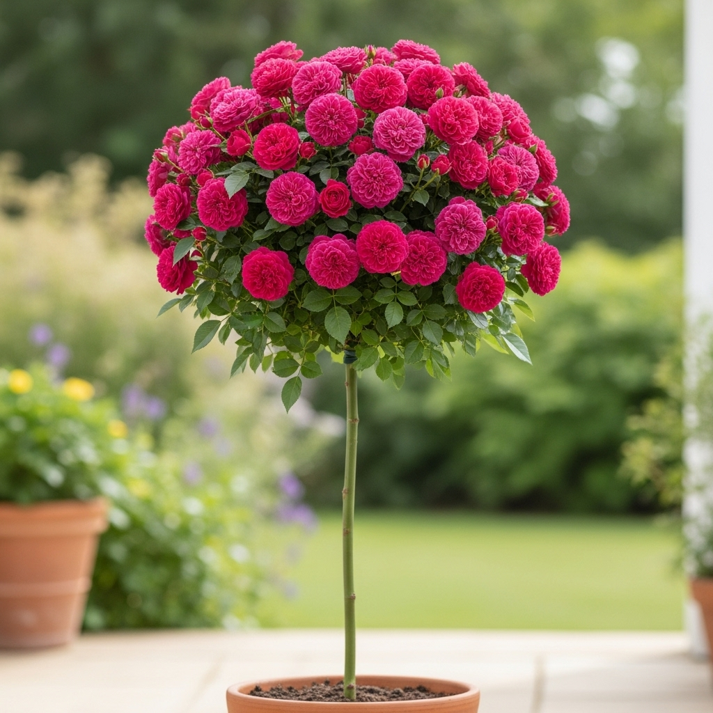 Саджанці троянди флорибунда Помпонелла на штамбі (Rose Pomponella), фото 1