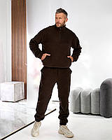 Чоловічий зимовий костюм на флісі великих розмірів. Темно синій/шоколад/смарагд. 46-48; 50-52; 54-56; 58-60.