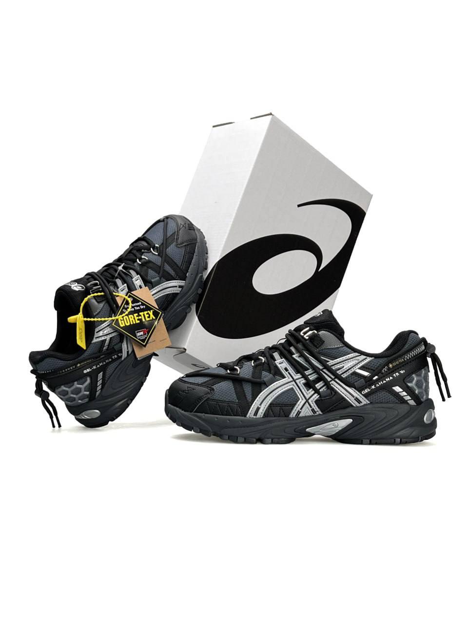 Чоловічі кросівки Asics Gel-Kahana TR V2 GTX Black Grey Чорні Асікс Гель Кахана Гор Текс текстиль шкіра термо еврозима, фото 1