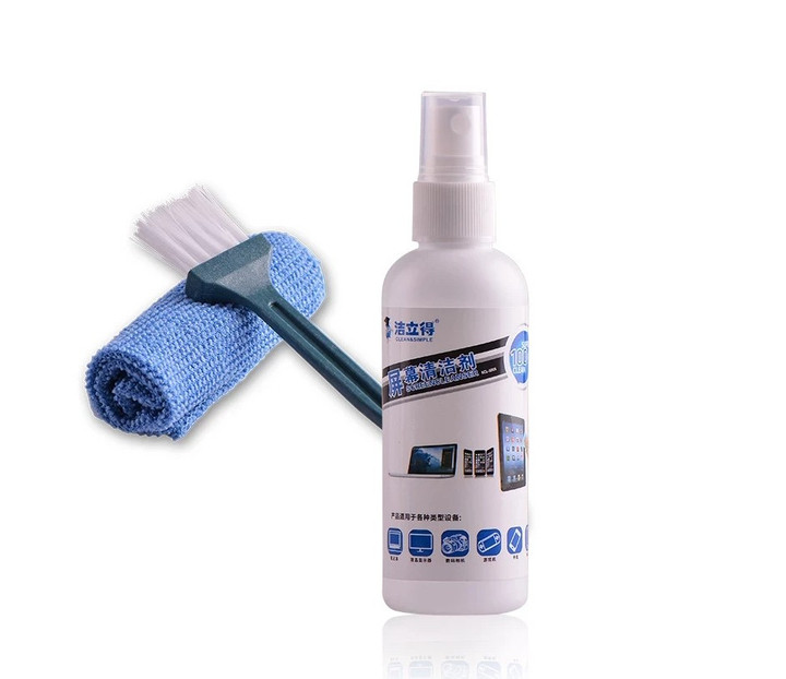 Спрей для чистки екранів з мікрофіброю + щітка KCL-1005, фото 1