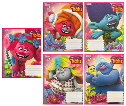 Набір зошитів 12арк. лінія 1Вересня Trolls, уп.25шт. (680042), фото 1