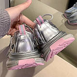 Кросівки жіночі з масивною підошвою модні 39 р. 24 см рожеві з сріблястим (CRros1-39), фото 2