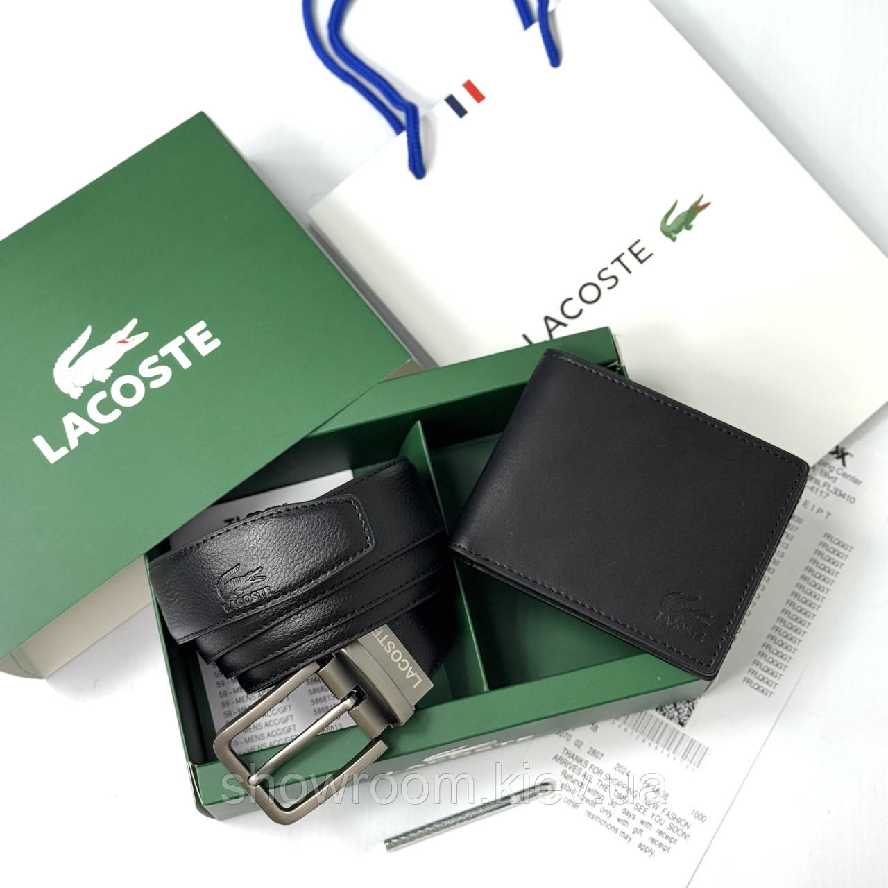 Чоловічий подарунковий набір гаманець і пасок Lacoste (982), фото 1