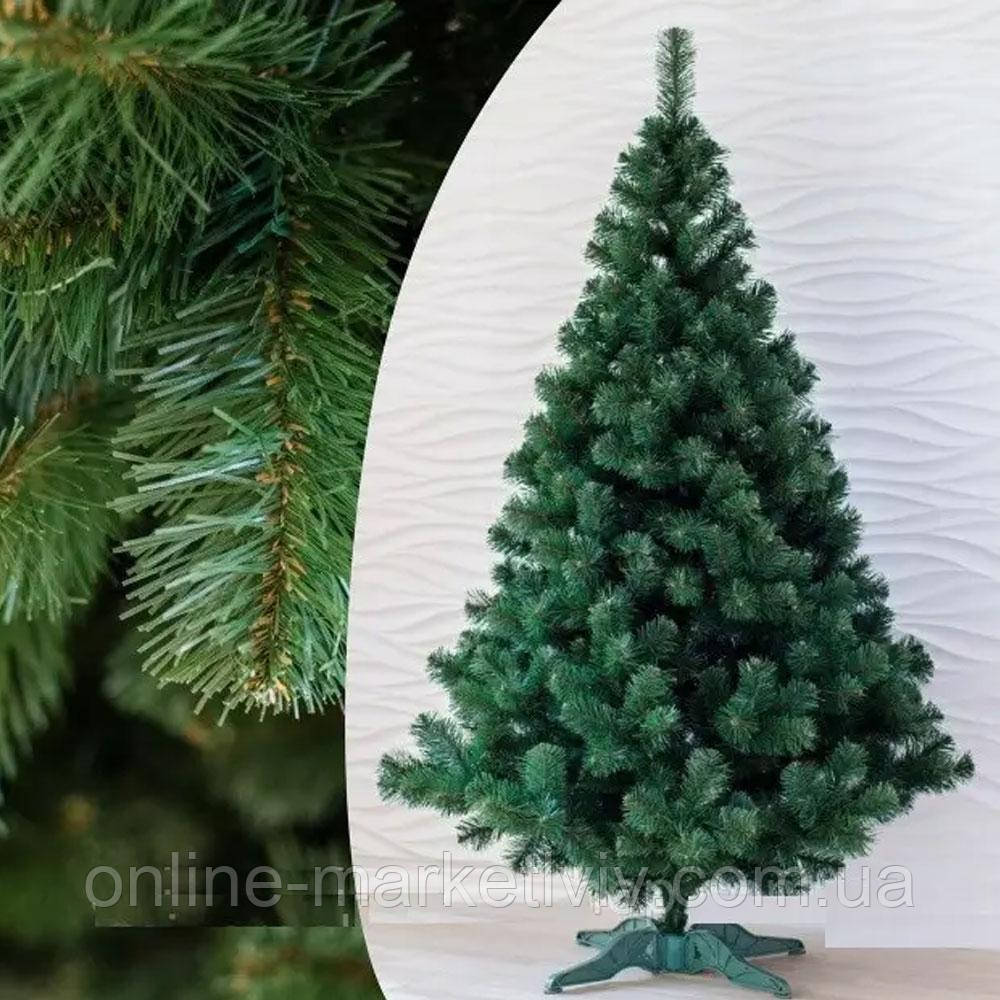 Штучна ялинка "Карпатська" 2 м з підставкою Зелена, розбірна / Новорічна пишна ялинка, фото 1