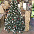 Елітна штучна ялинка з шишками та снігом 2 м / Новорічна ялинка з білими кінчиками, фото 9