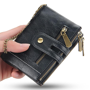 Чоловічий гаманець 13х10х3 см, Baellerry D3226 зі штучної шкіри, Чорний / Чоловічий портмоне в стилі ретро