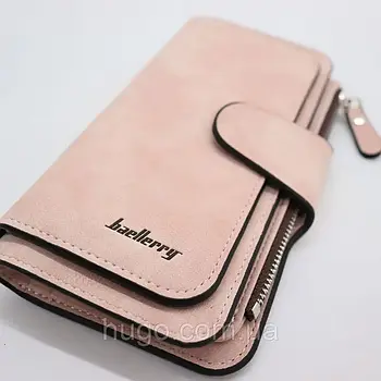 Жіночий замшевий гаманець клатч (19 х 10,5 х 2 см), Forever, Baellerry, Пудра / Жіноче портмоне