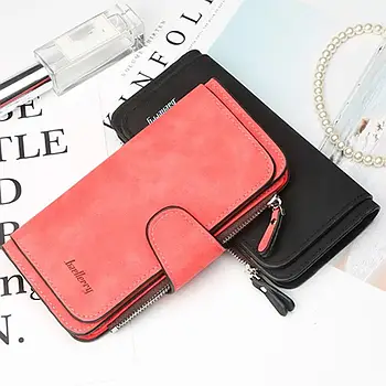 Замшевий гаманець жіночий клатч (19 х 10,5 х 2 см), Forever, Baellerry, Кораловий / Жіноче портмоне