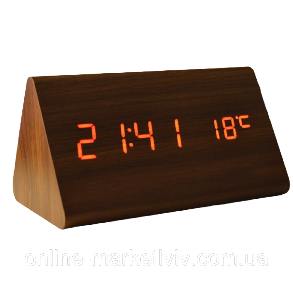 Електронний годинник настільний VST-861-1, Червона підсвітка, від мережі / Годинник з будильником і термометром, фото 1