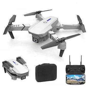 Квадрокоптер із 2 камерами 4K, до 20 хв, до 100 м, + кейс, E88 Dual, Білий / Коптер портативний/Дрон з камерою