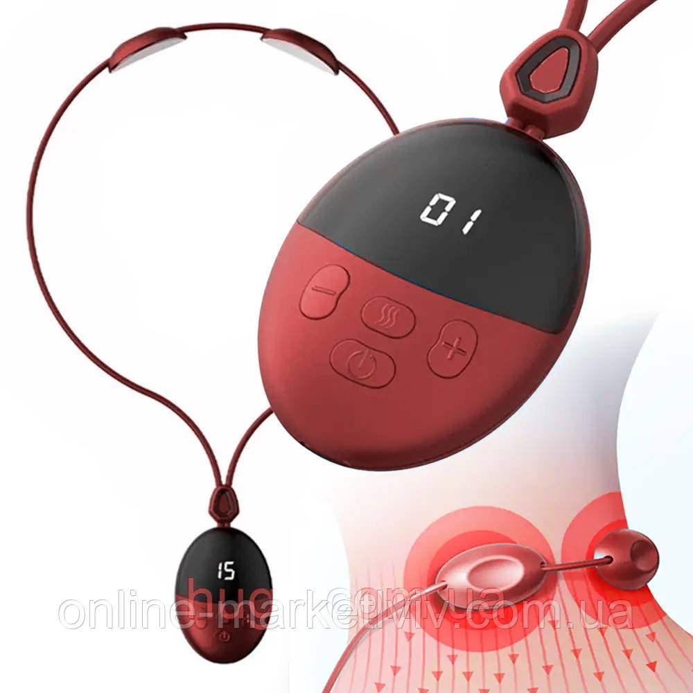 Масажер для шиї підвісний, Червоний / Кулон електромасажер / Шийний бездротовий масажер, фото 1