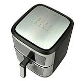 Аерофритюрниця сенсорна з 2 тенами Hoffmans HM-791 аерогриль 8л з таймером та знімною чашею для дому 2000W, фото 8