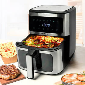 Аерофритюрниця сенсорна з 2 тенами Hoffmans HM-791 аерогриль 8л з таймером та знімною чашею для дому 2000W