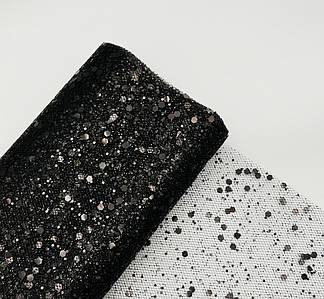 Фатин  з глітером і блискітками / Ширина - 15см / 8 метрів / Чорний