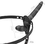 Подвійний страпон з вібрацією Fetish Tentation Vibrating Strap-On with Double Dildo Black , USB кабель у комплекті, фото 9