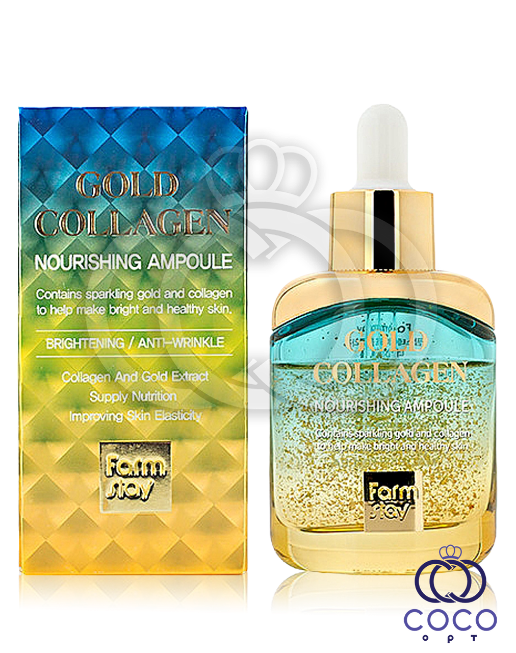 Сироватка для обличчя FarmStay Gold Collagen Nourishing Ampoule 35ml, фото 1