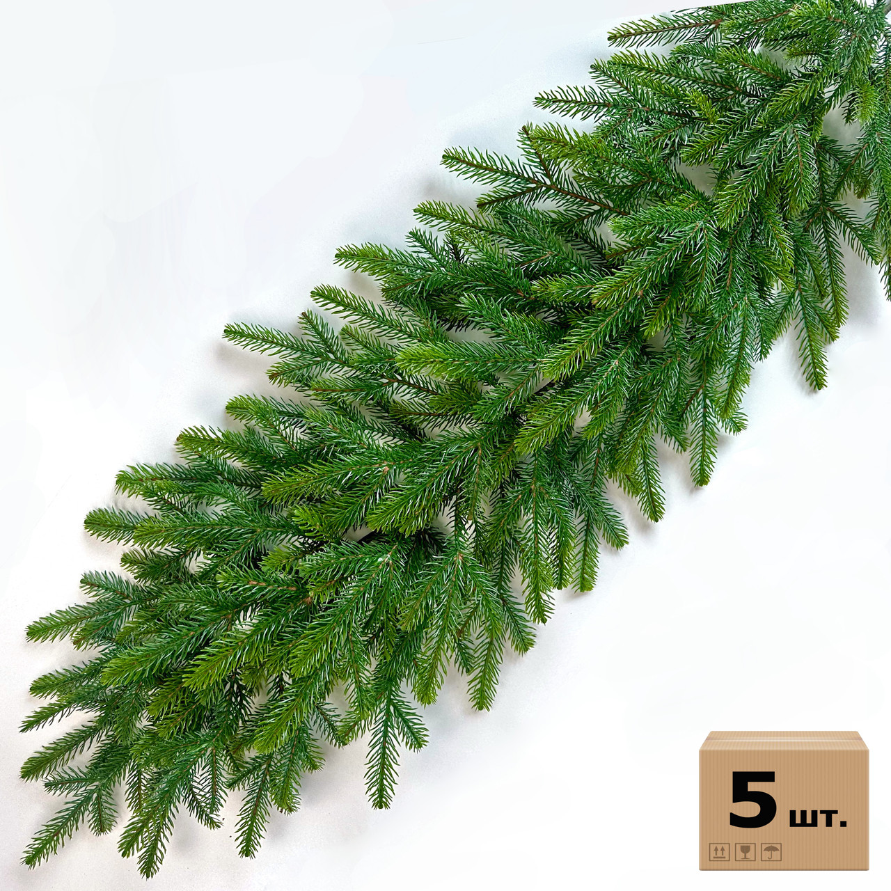 Хвойна гірлянда Forest лита 200 см зелена з салатовими кінчиками (ефект молодої хвої), упаковка 5 шт., фото 1