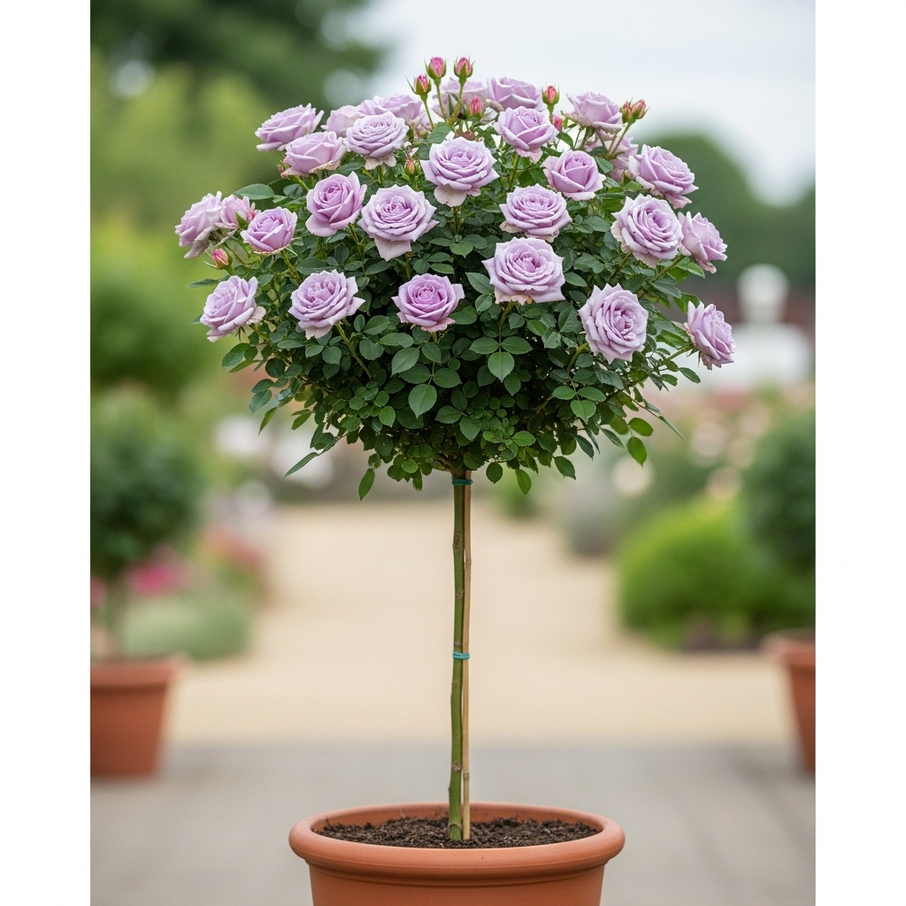 Саджанці чайно-гібридної троянди Блу Ніл на штамбі (Rose Nil Blue), фото 1