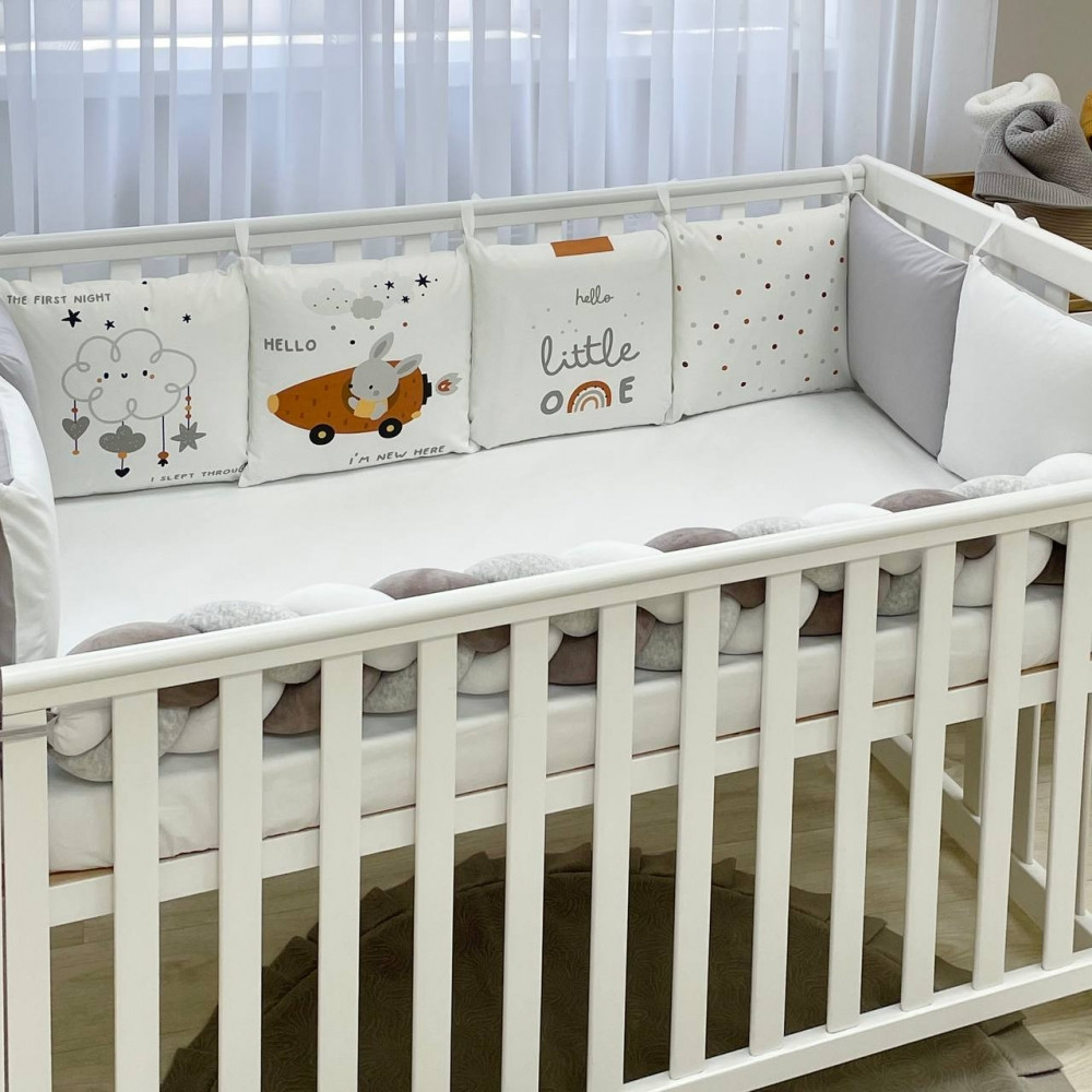 Бортики з простирадлом Art Design Морквинка сірий