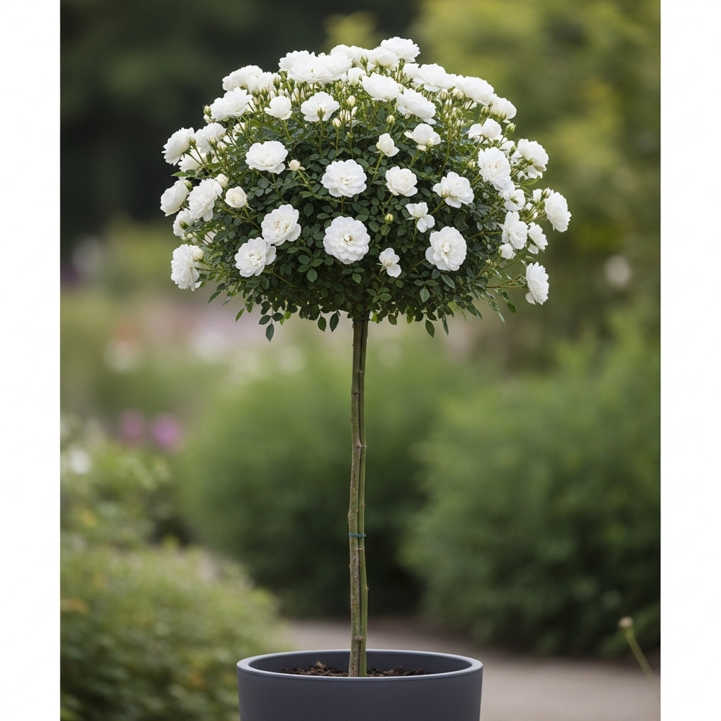 Саджанці ґрунтопокривної троянди Свани на штамбі (Rose Swany), фото 1