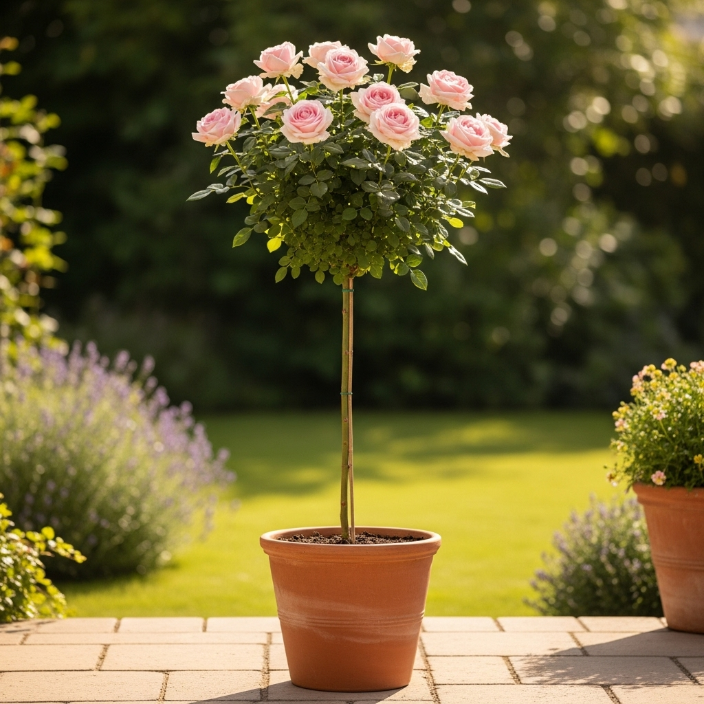 Саджанці кущової троянди Розе де Толбіак на штамбі (Rose de Tolbiac), фото 1