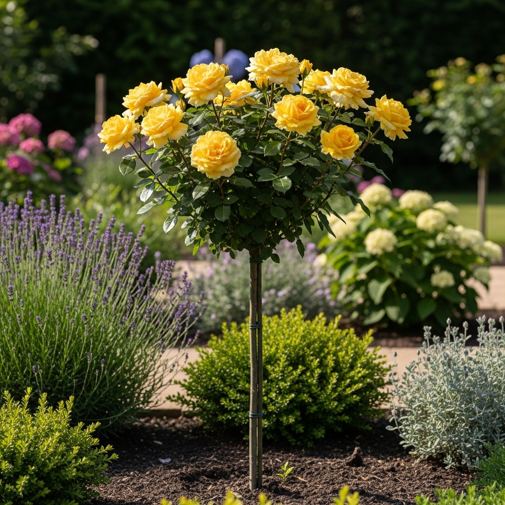 Саджанці кущової троянди Луна Трендсеттер на штамбі (Rose Luna Trendsetter), фото 1