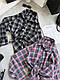 Модна базова стильна осіння жіноча картата котонова подовжена сорочка в клітку фланель, фото 7