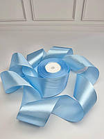 Стрічка атласна, колір світло-блакитний 50МН8099, ширина 5 см (50 мм), моток 23 м