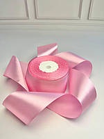 Стрічка атласна, колір світло-рожевий 50С1044, ширина 5 см (50 мм), моток 23 м