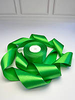 Стрічка атласна, колір зелений 50МН8086, ширина 5 см (50 мм), моток 23 м