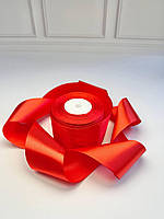 Стрічка атласна, колір червоний 50МН8055, ширина 5 см (50 мм), моток 23 м