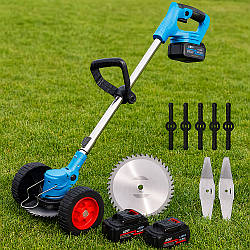 Акумуляторна газонокосарка на колесах + 2АКБ 48V / Садовий триммер / Акумуляторний триммер для трави