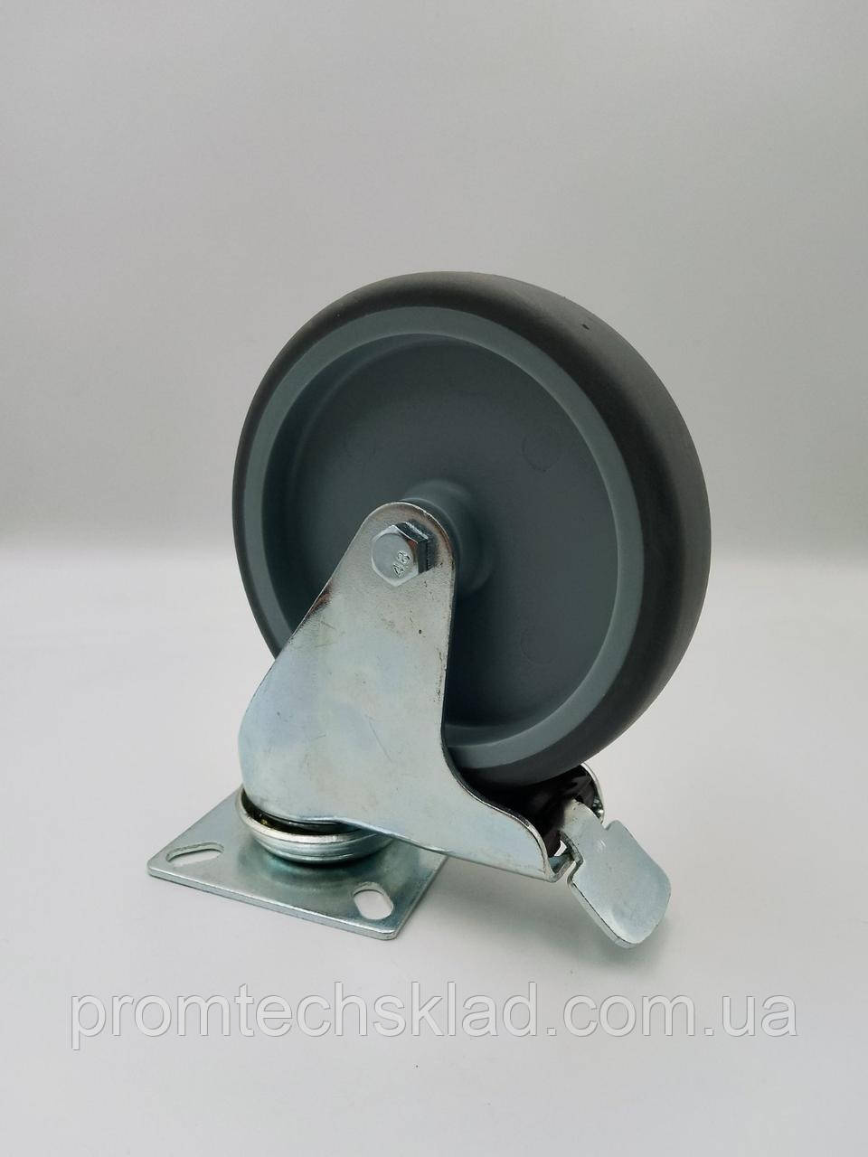 Колесо 125 мм апаратне з поворотним кронштейном і гальмом із майданчиком