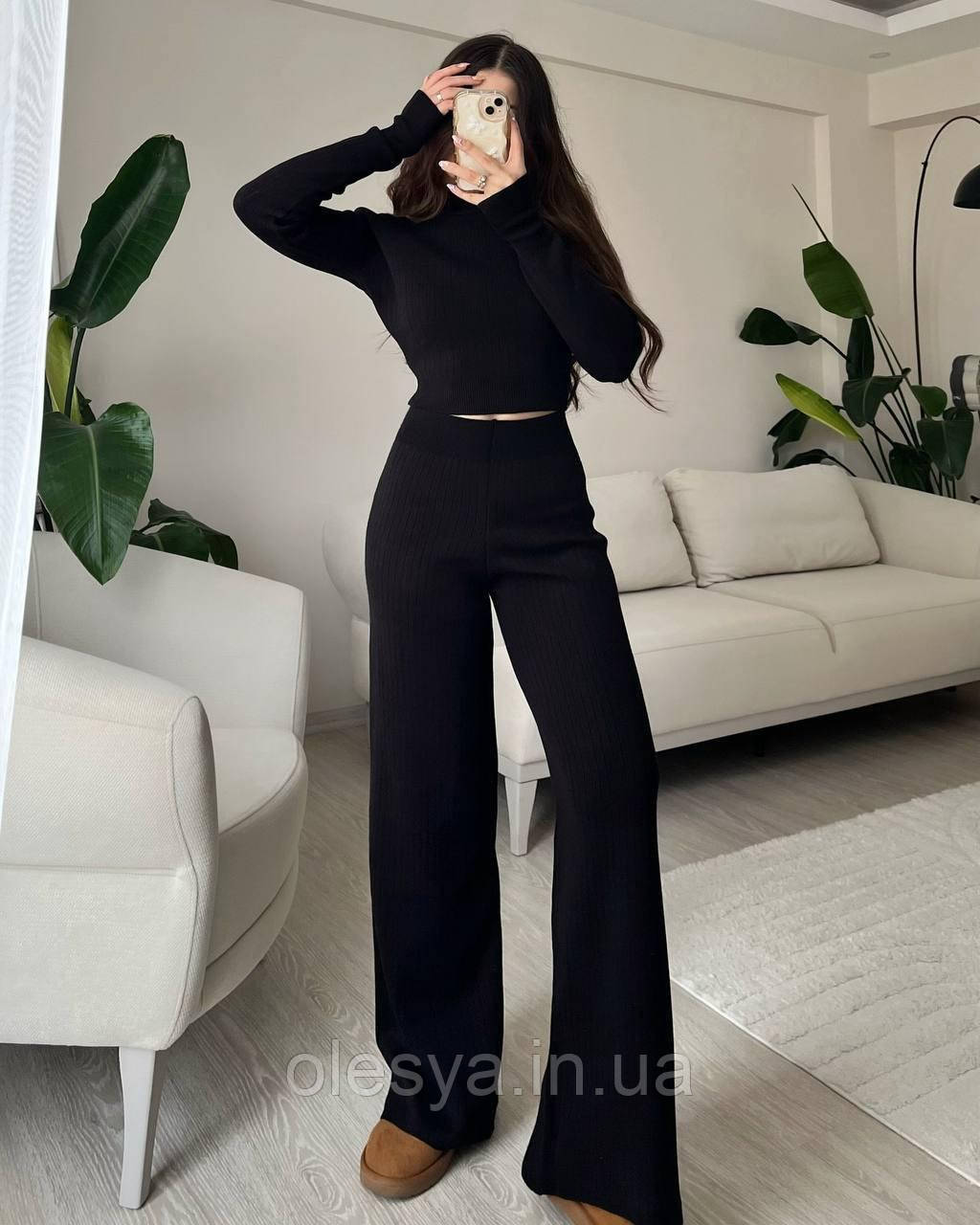 Жіночий теплий костюм двійка з щільної якісної широкої ангори: Штани та Кофта 423 Розміри 42 - 48, фото 1