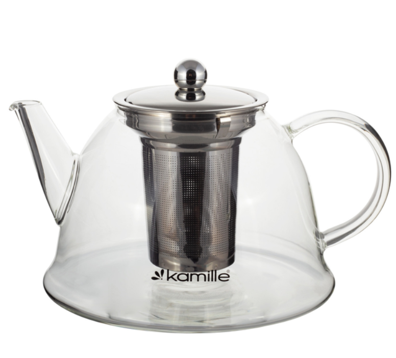 Скляний чайник для заварювання універсальний 800 мл Kamille зі знімним ситечком, фото 1