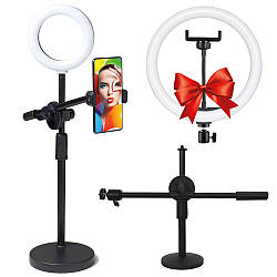 Штатив журавель для телефону HA-19 + Подарунок Кільцева лампа 16см / Стійка для телефону