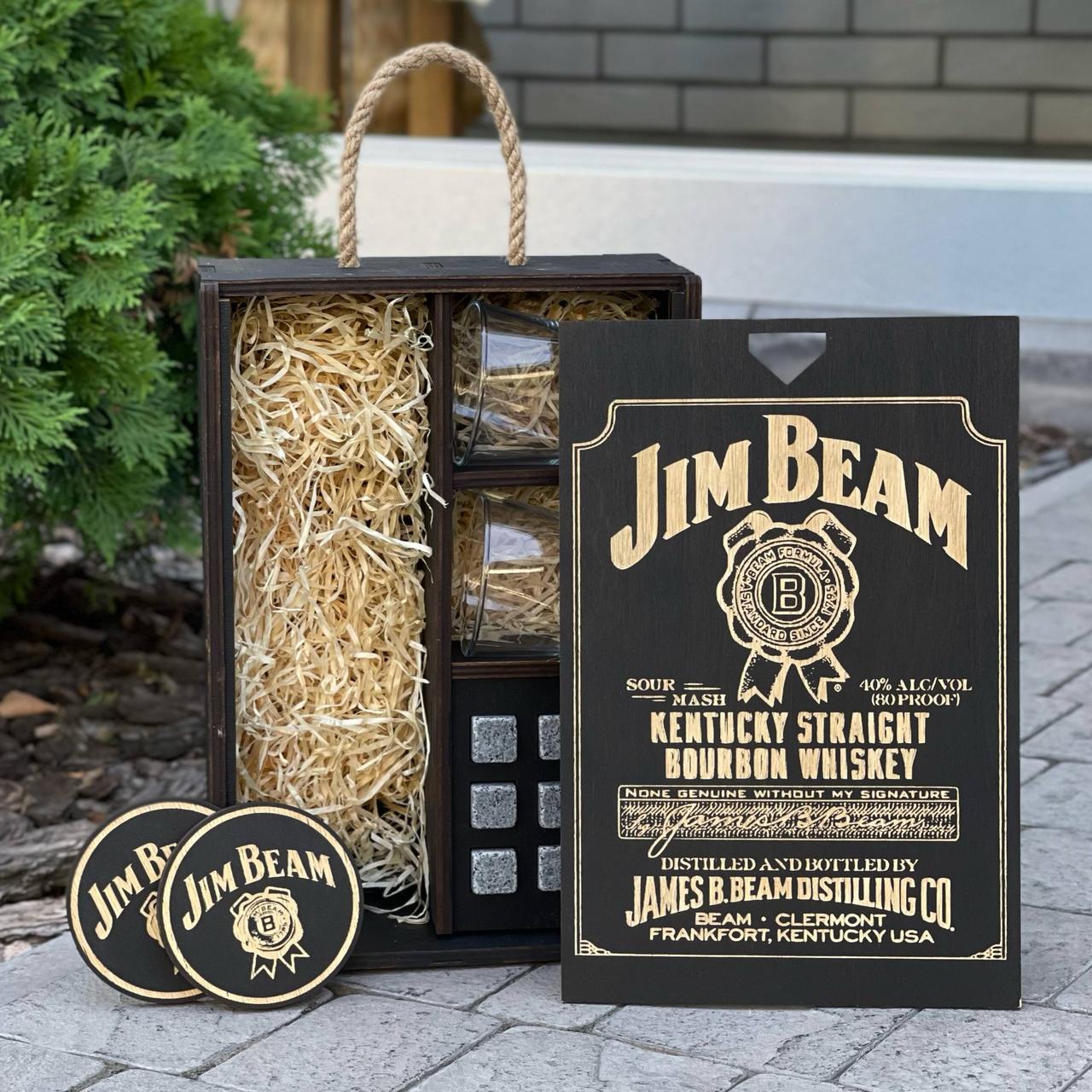 Подарунковий набір для віскі Jim Beam - елітний подарунок солідному чоловікові, фото 1