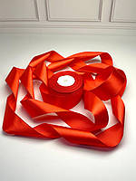 Стрічка атласна, колір червоний 40МН8055, ширина 4 см, моток 23 м