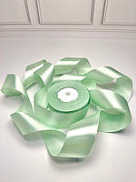 Стрічка атласна, колір світло-м'ятний 40МН8064, ширина 4 см, моток 23 м