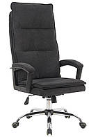 Класичне крісло керівника Frankie чорне тканинне з високою спинкою, підлокітниками на коліщатках AMF