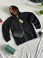 Черная кофта Burberry мужская Зипка худи с капюшоном Толстовка Burberry Стильный дизайн Комфортный крой Удобный вариант на осень