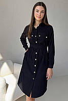 Женское вельветовое платье миди