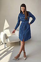 Женское вельветовое платье миди