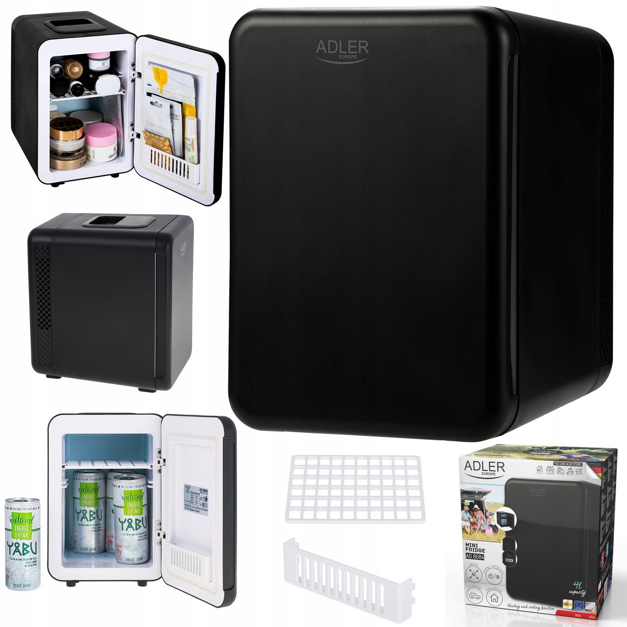 Мініхолодильник Adler AD 8084 Black (4 л, охолодження й підігрівання ±18-22 °C, живлення від мережі та прикурювача), фото 1