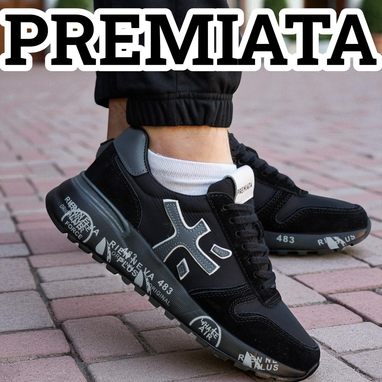 Стильні чоловічі кросівки Premiata молодіжні спортивні шкіряні брендові низькі кросівки преміата для спорту та відпочинку, фото 1