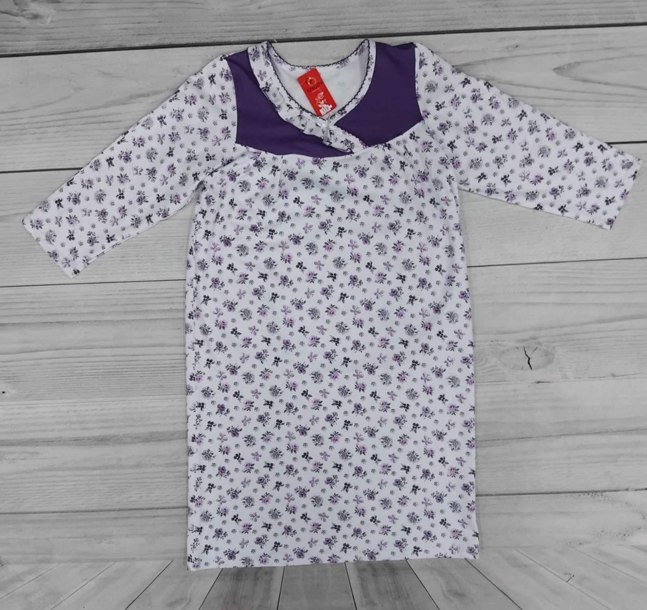 Ночнушка жіночка на байці з рукавами 48/58