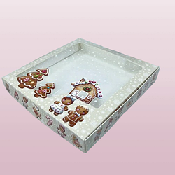Коробка для печива, пряників з вікном, 20 см х 20 см х 3 см, мілований картон