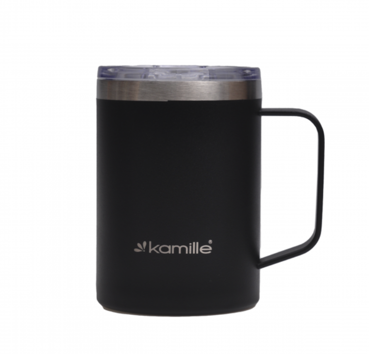 Термокухоль 360 мл з нержавіючої сталі Kamille з ручкою, фото 1