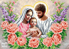 Схема вишивки бісером на габардині Бісер Арт Червоне сімейство у квітах 30х40-В733