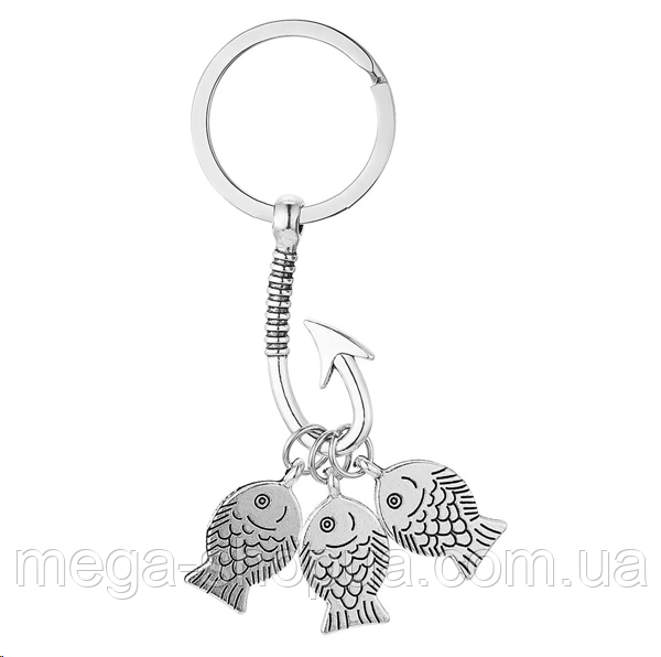 Брелок металевий "Риба / Рибалка / Гачок для риболовлі" - стильний брелок для ключів, сумок, рюкзаків FER-25